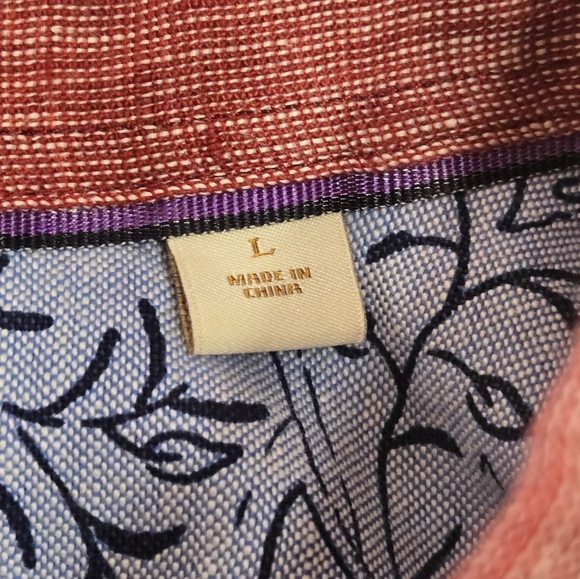 Scotch & Soda Red Linen Flip Up Cuffs Fall Shirt Size L - Picture 8 of 10